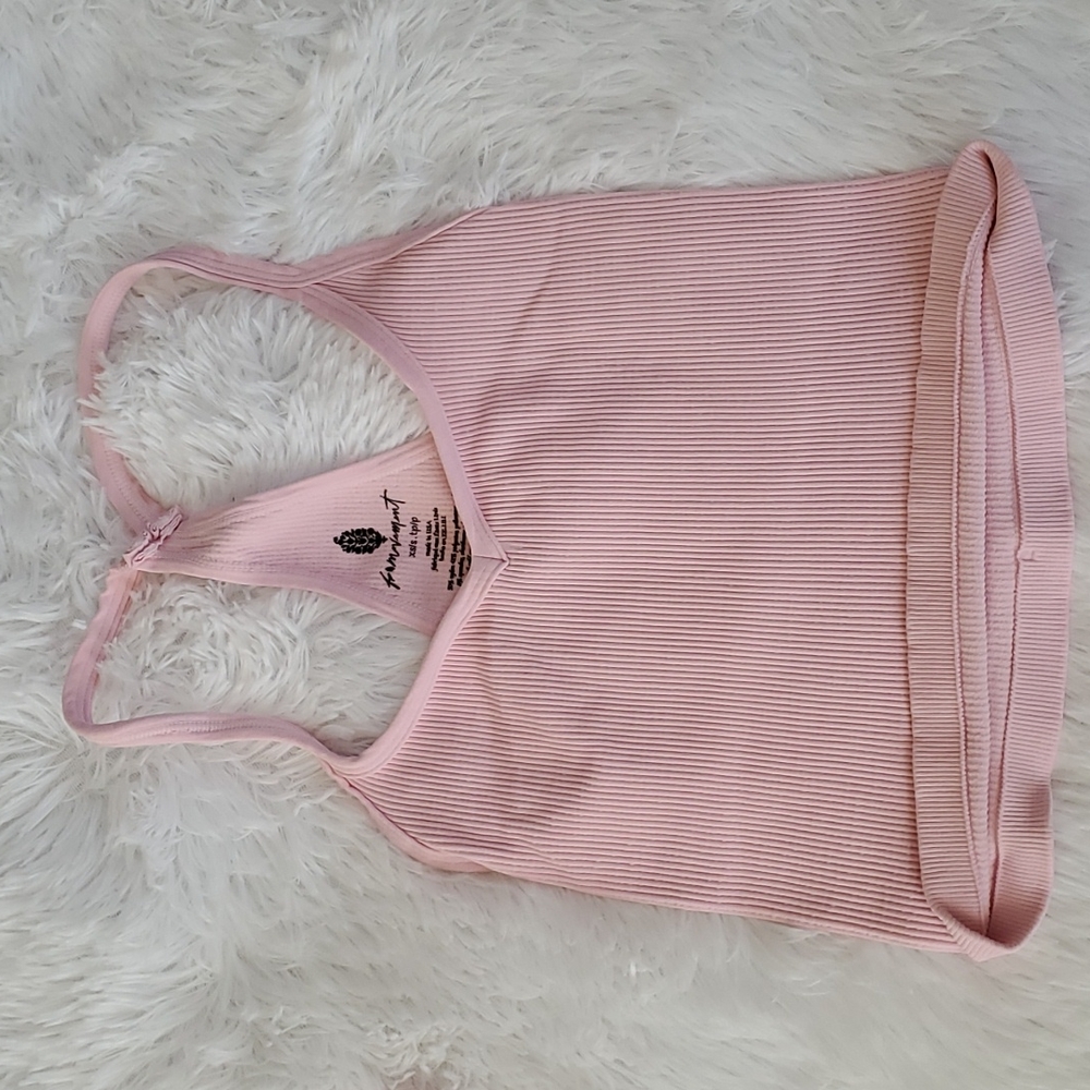 Free People Pink Ribbed Racerback Crop Top